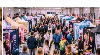 Busy indoor vendor market